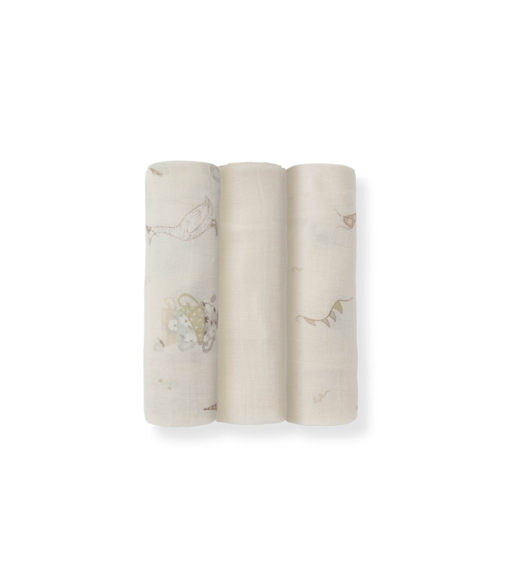 3 swaddles - tea party